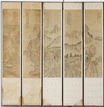 Manzara Manzaraları, Choson hanedanı (ahşap, ipek ve kağıt üzerine mürekkep ve tuvalet) by Korean School