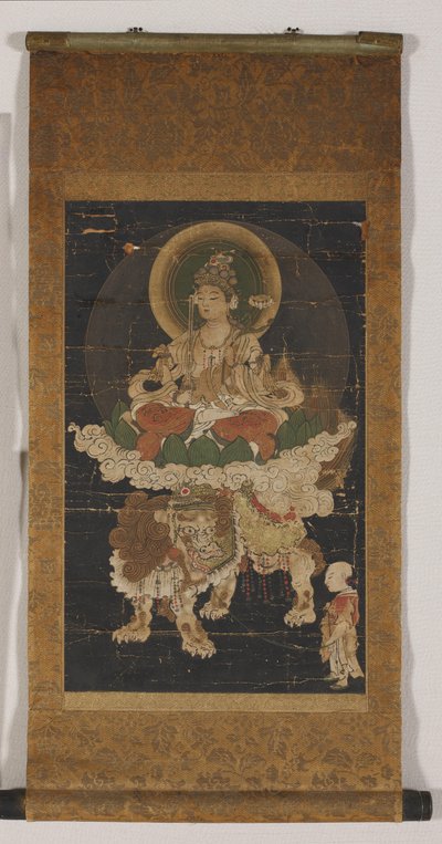 Manjushri (ipek üzerine renkli, asılı bir parşömen olarak monte edilmiş) by Korean School