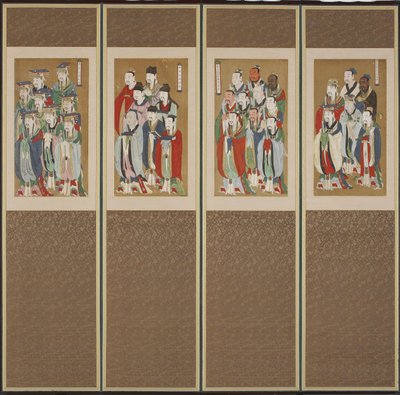 Alay Sahnesi, Choson hanedanı (kağıt ve ipek üzerine renkli) by Korean School