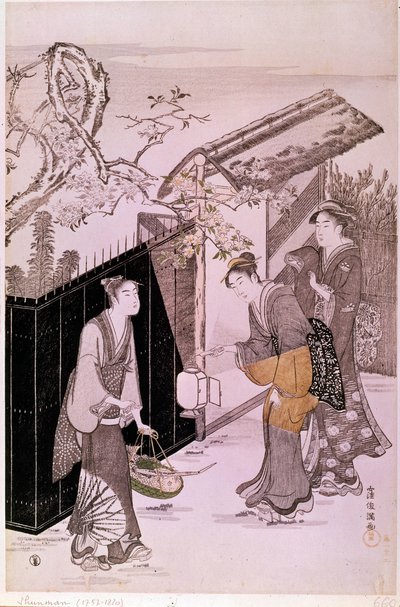 Shunman Kubo (1757-1820) tarafından bahar Japon baskısında şiirsel akşamdan dönüş. Paris, Guimet Müzesi, Ulusal Asya Sanatları Müzesi by Kubo Shumman