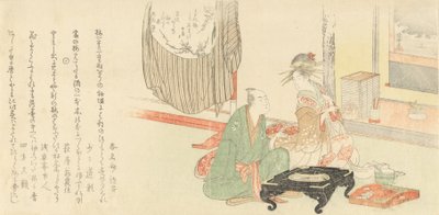 Bir Tokonoma Oyunun önünde Müşteri ile Fahişe, 1798. by Kubo Shunman
