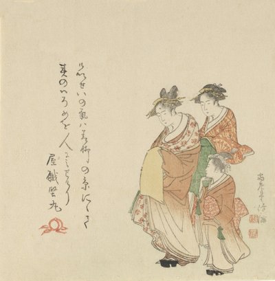 İki Refakatçili Fahişe, 1797. by Kubo Shunman
