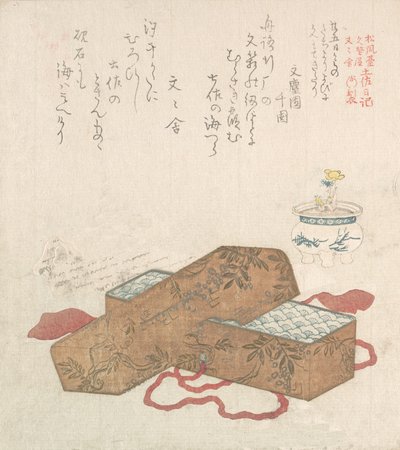 Mektup ve Saksı Çiçeği ile Mektup Kutusu, 19. yüzyıl. by Kubo Shunman