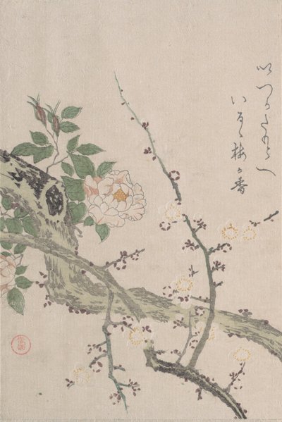 Güller ve Erik Çiçekleri, 19. yüzyıl. by Kubo Shunman
