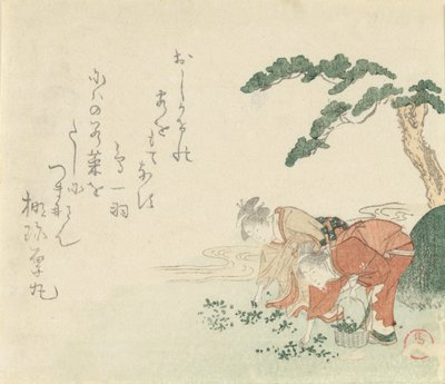 İki Kız Yeni Yıl Bitkilerini Topluyor, 1797. by Kubo Shunman
