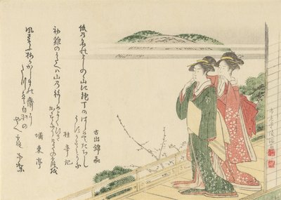 Verandada İki Genç Kadın, 1796. by Kubo Shunman
