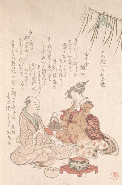 Misafirini Yeni Yıl Şarabıyla Eğlendiren Kadın, 18. yüzyılın sonu ve 19. yüzyılın başı. by Kubo Shunman