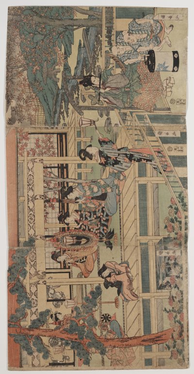 Yoldan Geçen Bir Akşam Konserinin Keyfini Çıkarıyor (renkli gravür) by Kuninaga Utagawa