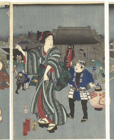 Tapınak festivali by Kunisada (II) , Utagawa