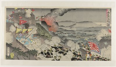 Mançurya'daki Mukden eyaletindeki şiddetli savaş Shinkoku Hôtenfu gekisen no zu (nesnedeki başlık) by Kunisada (III) , Utagawa