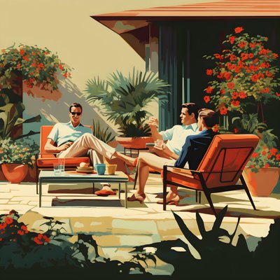 3 arkadaş bahçede bir içkiyle veya 2 2 by Kurt Heppke