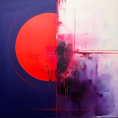 Mor bir daire ve kırmızı bir dairenin soyut resmi 1 by Kurt Heppke