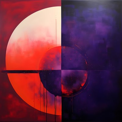 Mor bir daire ve kırmızı bir dairenin soyut resmi 3 by Kurt Heppke