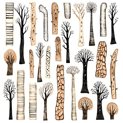 Ağaç gövdesi bölümleri, boho clipart, boho çizim desenleri, boho gövde 2 by Kurt Heppke