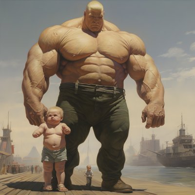 Korkutucu ve kötü halter steroid ucube buff bebeğim ile büyük kaslı adam 3 by Kurt Heppke