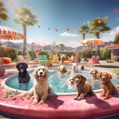 Palm Springs 2#39;de Köpek Havuzu Partisi by Kurt Heppke