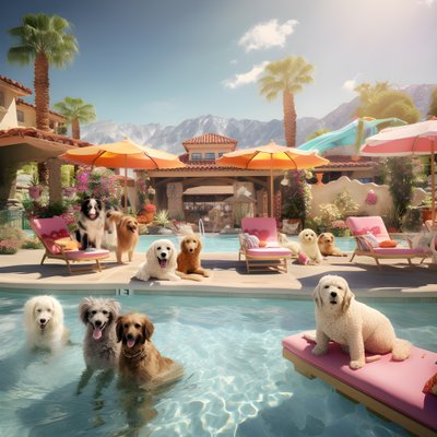 Palm Springs 3#39;te Köpek Havuzu Partisi by Kurt Heppke