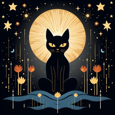 Lotus çiçeği üzerinde oturan meditasyon yapan kedi 1 by Kurt Heppke