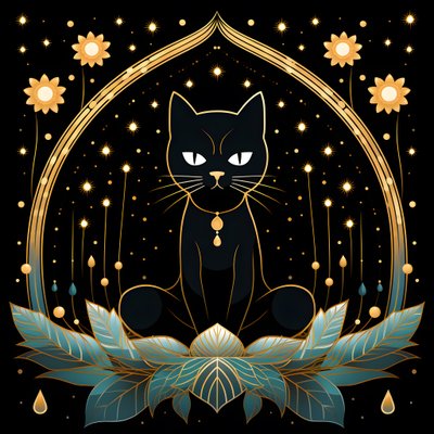 Lotus çiçeği üzerinde oturan meditasyon kedisi 4 by Kurt Heppke