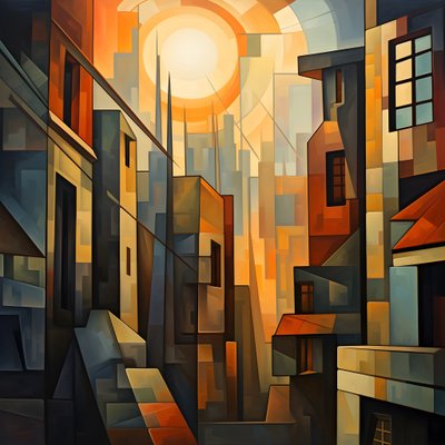 Kentsel manzara resminin kübist tarzı 3 by Kurt Heppke