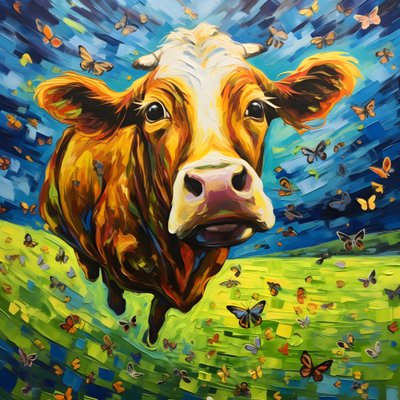 İnek yeşil bir çayır 3 üzerinde uçar by Kurt Heppke