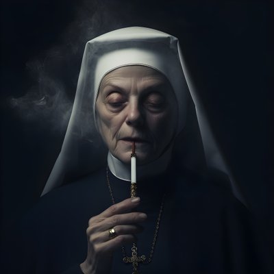 Elmas kolyeli rahibe bir rulo puro içiyor 1 by Kurt Heppke
