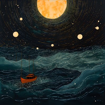 İki tekne, Kuzey Denizi#39;nin boş dünyasındaki tek ışık olan dolunay olan, dönen Charybdis#39;e doğru, mürekkep rengi suyun içinden sessizce süzülüyordu. 2 by Kurt Heppke