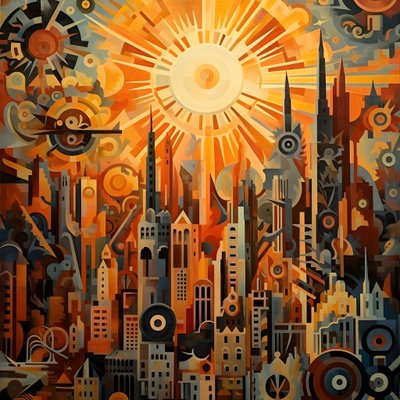 çarklar ve aletler soyut gün doğumu 1950'ler 1 by Kurt Heppke