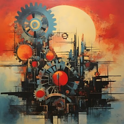 çarklar ve aletler soyut gün doğumu 1950'ler 2 by Kurt Heppke