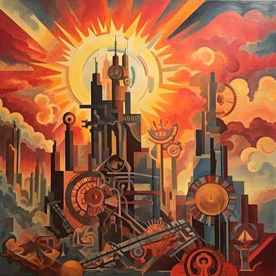 çarklar ve aletler soyut gün doğumu 1950'ler 4 by Kurt Heppke