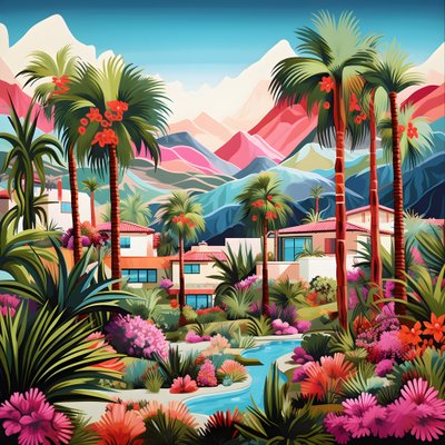 Palm Springs 3#39;ün ayrıntılı çizimi by Kurt Heppke