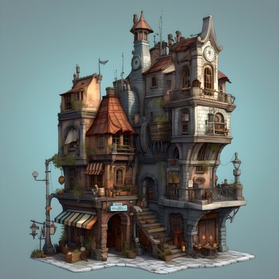binası ve taş merdiveni olan bir şehir bloğu 1 by Kurt Heppke