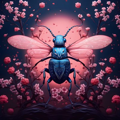 arka planda mantar bulunan resimli bir böceğin resmi 3 by Kurt Heppke