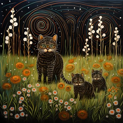 bir kedi evin önündeki uzun yeşil çimenlerin üzerinde yavrularını emziriyor 1 by Kurt Heppke