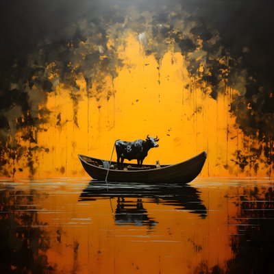 gölde teknede inek 1 by Kurt Heppke