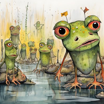 Froeschen 3#39;ten tam sayfa sulu boya ve mürekkep boyama by Kurt Heppke