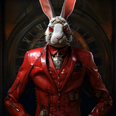 erkek antropomorfik sibernetik izle punk android tavşan, kırmızı fraklı 2 by Kurt Heppke