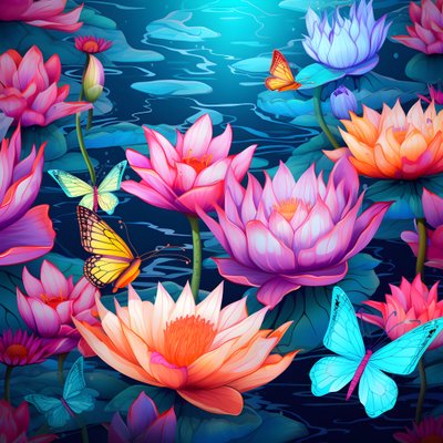 Lotus çiçekleri ve kelebeklerin kusursuz deseni 1 by Kurt Heppke