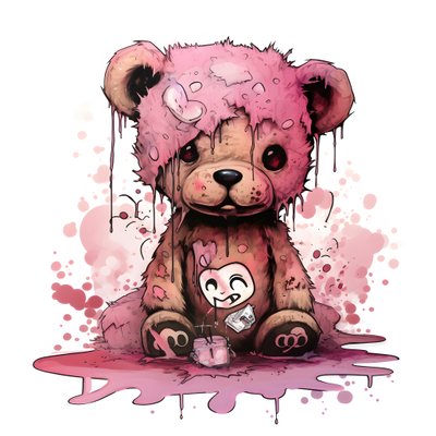 alnında kahverengi bir dövme olan pembe üniseks oyuncak ayı 1 by Kurt Heppke