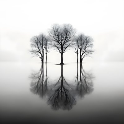 sudaki ağaçların siyah beyaz fotoğrafları 1 by Kurt Heppke