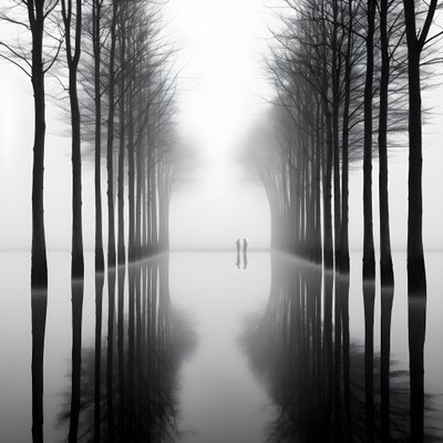 sudaki ağaçların siyah beyaz fotoğrafları 2 by Kurt Heppke