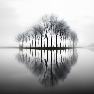 sudaki ağaçların siyah beyaz fotoğrafları 3 by Kurt Heppke
