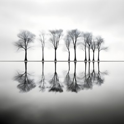 sudaki ağaçların siyah beyaz fotoğrafları 4 by Kurt Heppke