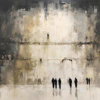Siyah beyaz giyinmiş, yüzleri duvara dönük dua eden insanlar 3 by Kurt Heppke