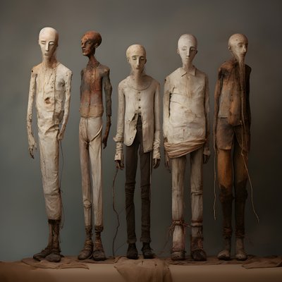 yan yana duran dört kil adam figürü 4 by Kurt Heppke