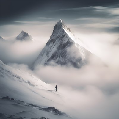 bulutlu bir dağın üzerinden kayak yapan iki kişi 1 by Kurt Heppke