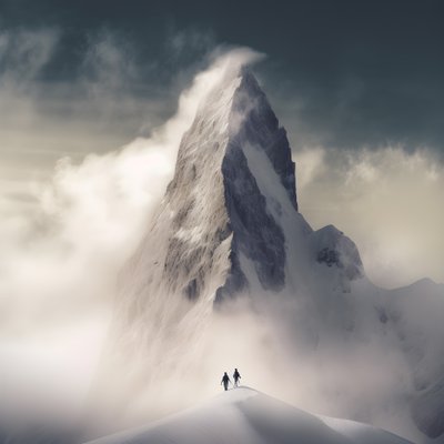 bulutlu bir dağın üzerinden kayak yapan iki kişi 1 by Kurt Heppke
