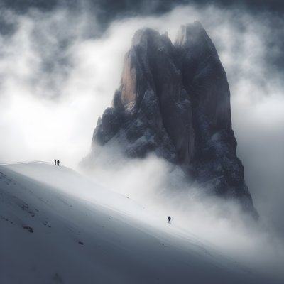 bulutlu bir dağın üzerinden kayak yapan iki kişi 3 by Kurt Heppke