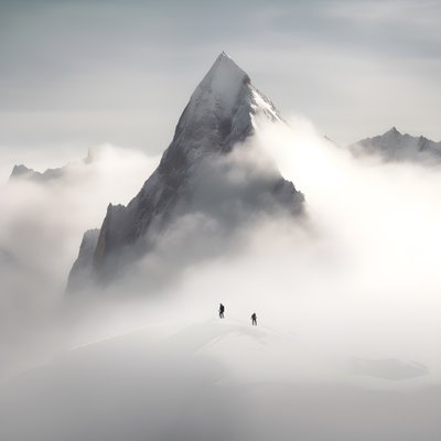 bulutlu bir dağın üzerinden kayak yapan iki kişi 3 by Kurt Heppke