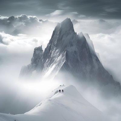 bulutlu bir dağın üzerinden kayak yapan iki kişi 4 by Kurt Heppke